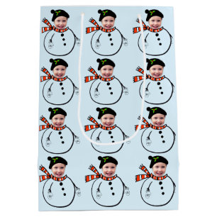 Hochladen Face Foto Niedlich Holiday Snowman Weihn Mittlere Geschenktüte