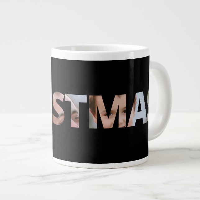 Hochladen Ihres Fotos in Text Christmas Black Jumbo-Tasse (Vorderseite Rechts)
