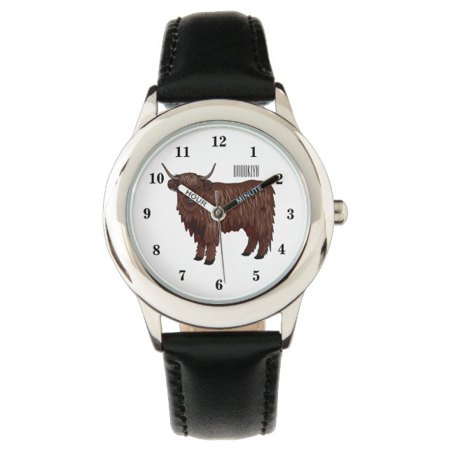 Hochland Cow Cartoon Armbanduhr (Vorderseite)