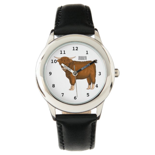 Hochland Cow Cartoon Armbanduhr (Vorderseite)