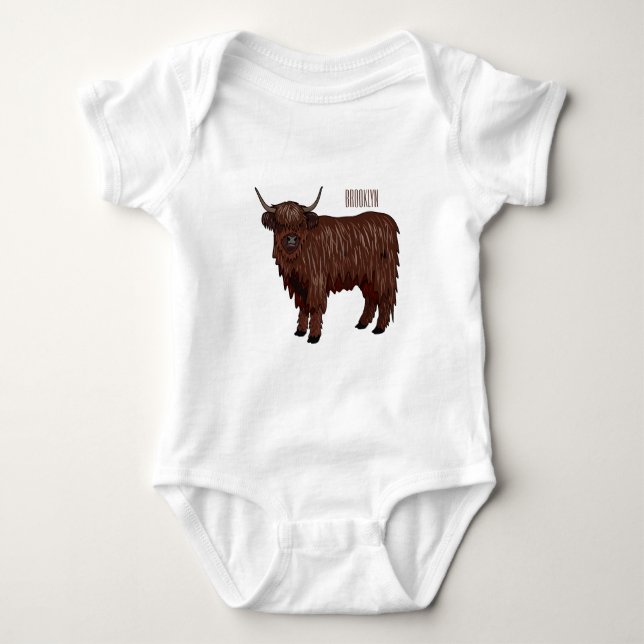 Hochland Cow Cartoon Baby Strampler (Vorderseite)