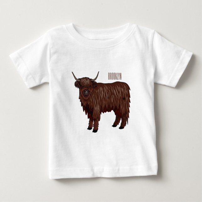 Hochland Cow Cartoon Baby T-shirt (Vorderseite)