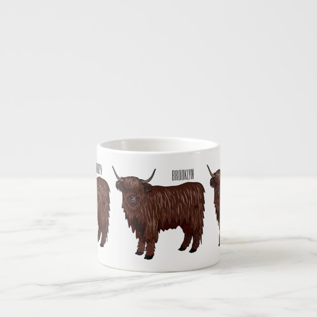 Hochland Cow Cartoon Espressotasse (Vorderseite)