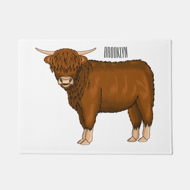 Hochland Cow Cartoon Fußmatte (Vorderseite)