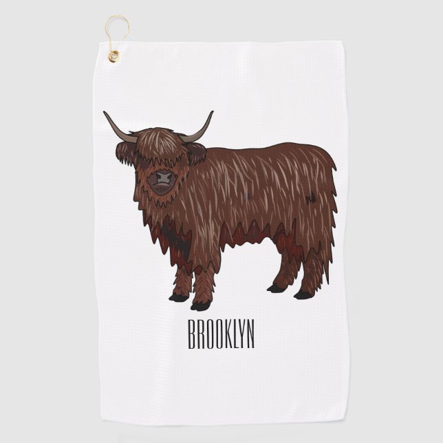 Hochland Cow Cartoon Golfhandtuch (Vorderseite)