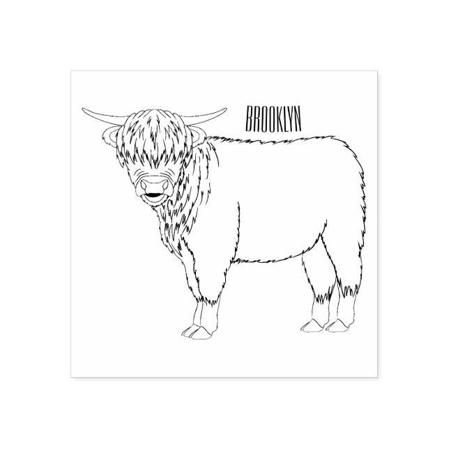 Hochland Cow Cartoon Gummistempel (Prägung)