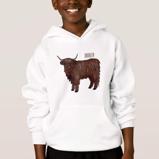 Hochland Cow Cartoon Hoodie (Vorderseite)