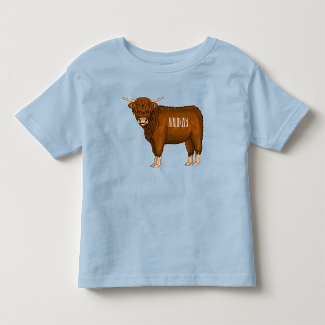 Hochland Cow Cartoon Kleinkind T-shirt (Vorderseite)