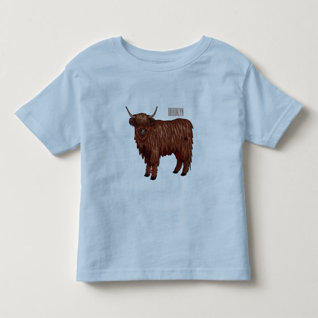 Hochland Cow Cartoon Kleinkind T-shirt (Vorderseite)
