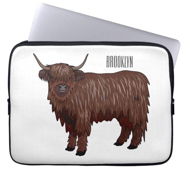 Hochland Cow Cartoon Laptopschutzhülle (Vorderseite)