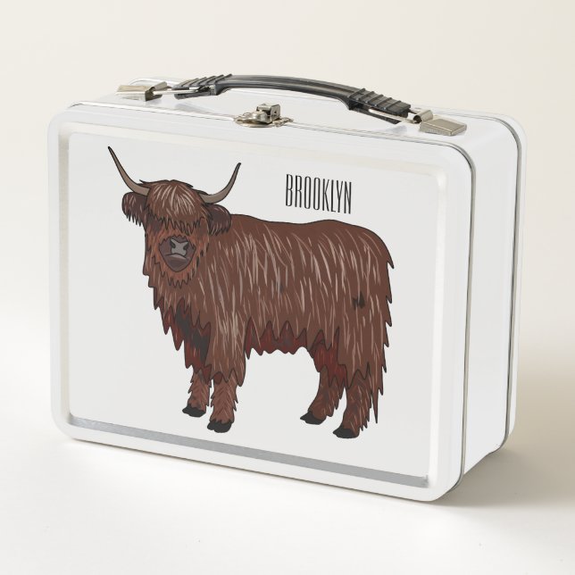 Hochland Cow Cartoon Metall Brotdose (Vorderseite)