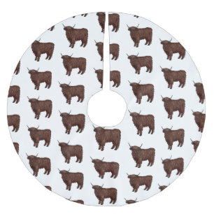 Hochland Cow Cartoon Polyester Weihnachtsbaumdecke