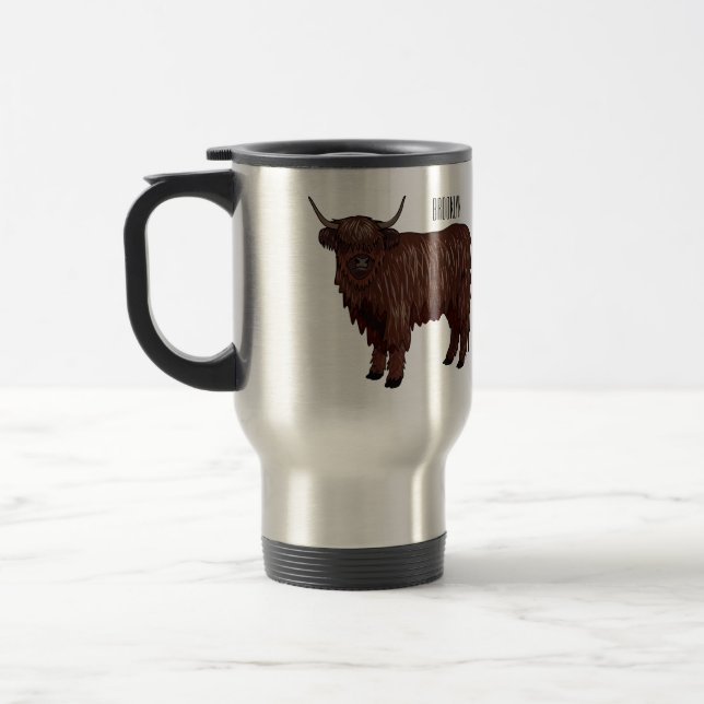Hochland Cow Cartoon Reisebecher (Links)