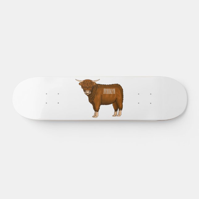 Hochland Cow Cartoon Skateboard (Horizontal)