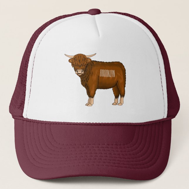 Hochland Cow Cartoon Truckerkappe (Vorderseite)