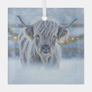 Hochland Kalb im Schnee Land Süß Ornament Aus Glas