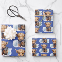 Hochland-Kuh-Abunga-Wrapping Paper - Blau