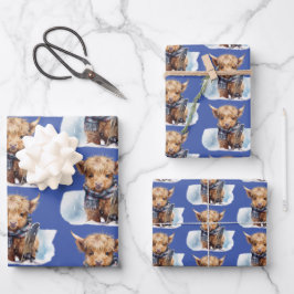 Hochland-Kuh-Abunga-Wrapping Paper - Blau Geschenkpapier Set