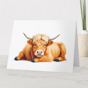 Hochland Kuh Adorable Animal Sleeping Relaxing Spa Karte