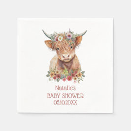 Hochland Kuh Aquarell Babydusche Niedliches Design Serviette
