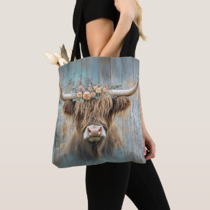 Hochland Kuh Blütenkrone Rustikal Eleganter Bauern Tasche