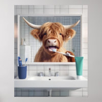 Hochland Kuh Brushing Zähne Zahnbürste Bad