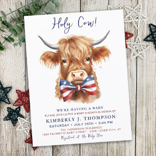 Hochland Kuh Farm Animal Patriotic Baby Showroom Postkarte