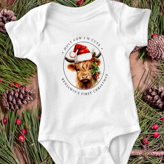Hochland-Kuh-Feierliche Farm Weihnachten Baby Strampler (Von Creator hochgeladen)
