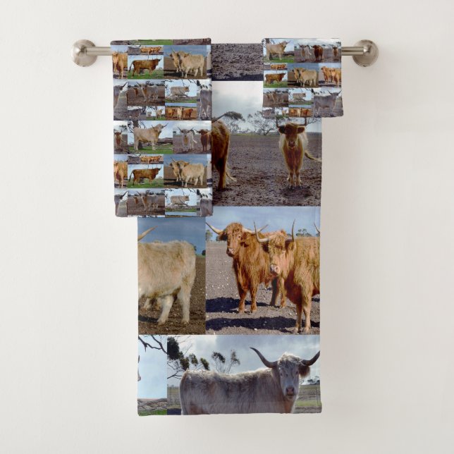 Hochland-Kuh-FotoCollage, Badhandtuch Set (Insitu)