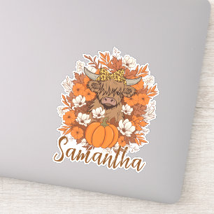 Hochland Kuh Halloween Herbst Personalisiert Aufkleber