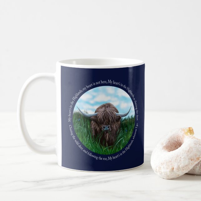 Hochland-Kuh, mein Herz in den Hochländern Kaffeetasse (Mit Donut)