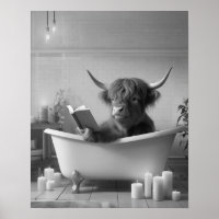 Hochland Kuh Reading Bad Schwarz-Weiß Badezimmer