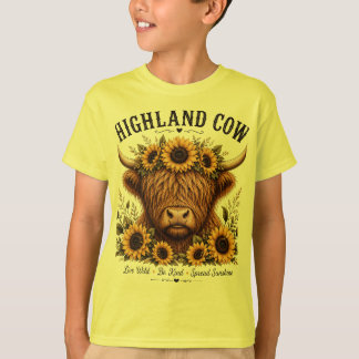 Hochland-Kuh-Sonnenblumen-Krone Inspirierende Wild T-Shirt