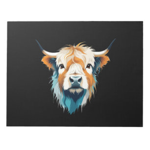Hochland Kuh Vector Art mit lebhaften Farben Notizblock