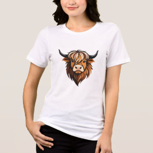 Hochland Kuh Vector Art Tier Moderne Stadt Tri-Blend Shirt