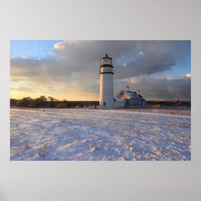 Hochland-Leuchtturm Cape Cod im Winter Poster (Vorne)
