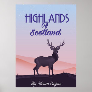 Hochland Schottland Hirsch Reiseplakat Poster