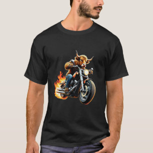 Hochlandkuh fährt auf Motorrad-Design lustige Kuh T-Shirt