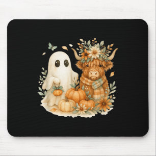 Hochlandkuh & Geist-Kürbisfeld Wasserfarbe Mousepad