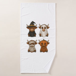 Hochlandkuh Halloween Lustiger Herbst Gruselig Badehandtuch