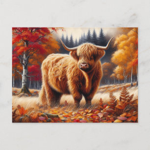 Hochlandkuh Herbstfarbe Postkarte