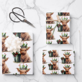 Hochlandkuh-Holly-Kronenpapier Geschenkpapier Set