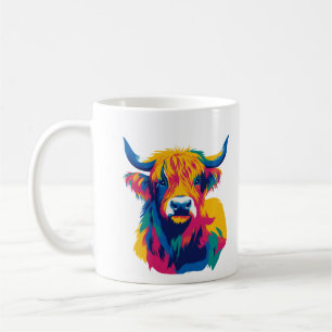 Hochlandkuh-Illustration Aquarellmalerei Kunst Kaffeetasse