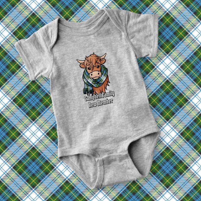 Hochlandkuh mit Campbell Kleid Tartan Scarf Baby Strampler (Von Creator hochgeladen)