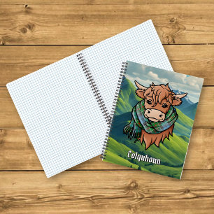 Hochlandkuh mit Colquhoun Tartan Scarf Notizbuch