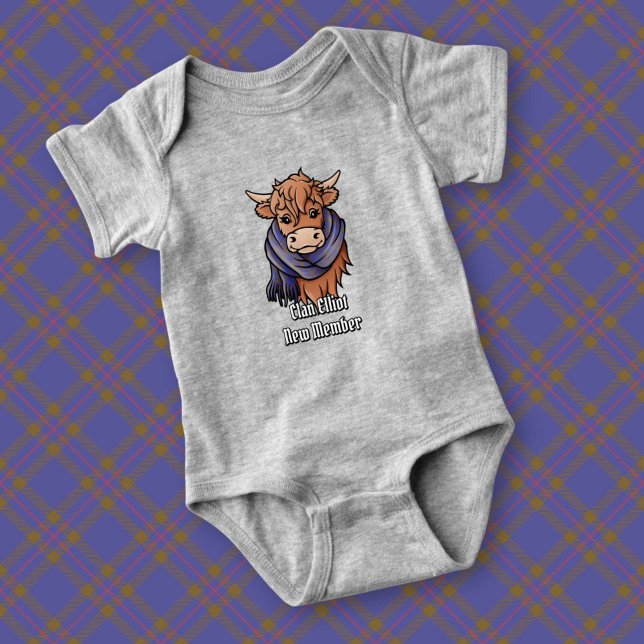 Hochlandkuh mit Elliot Modern Tartan Scarf Baby Strampler (Von Creator hochgeladen)