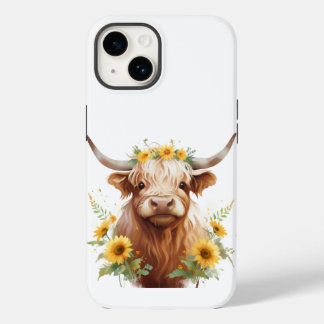 Hochlandkuh mit Gelbblütenkrone (Gelbblütenkrone) iPhone 14 Hülle