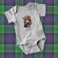 Hochlandkuh mit Leslie Jagd Tartan Scarf