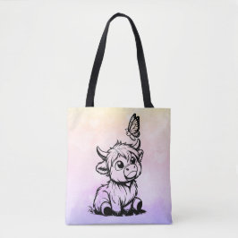 Hochlandkuh mit Schmetterling Tasche