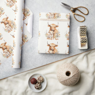 Hochlandkuh Neuer Babyurlaub Geschenkpapier
